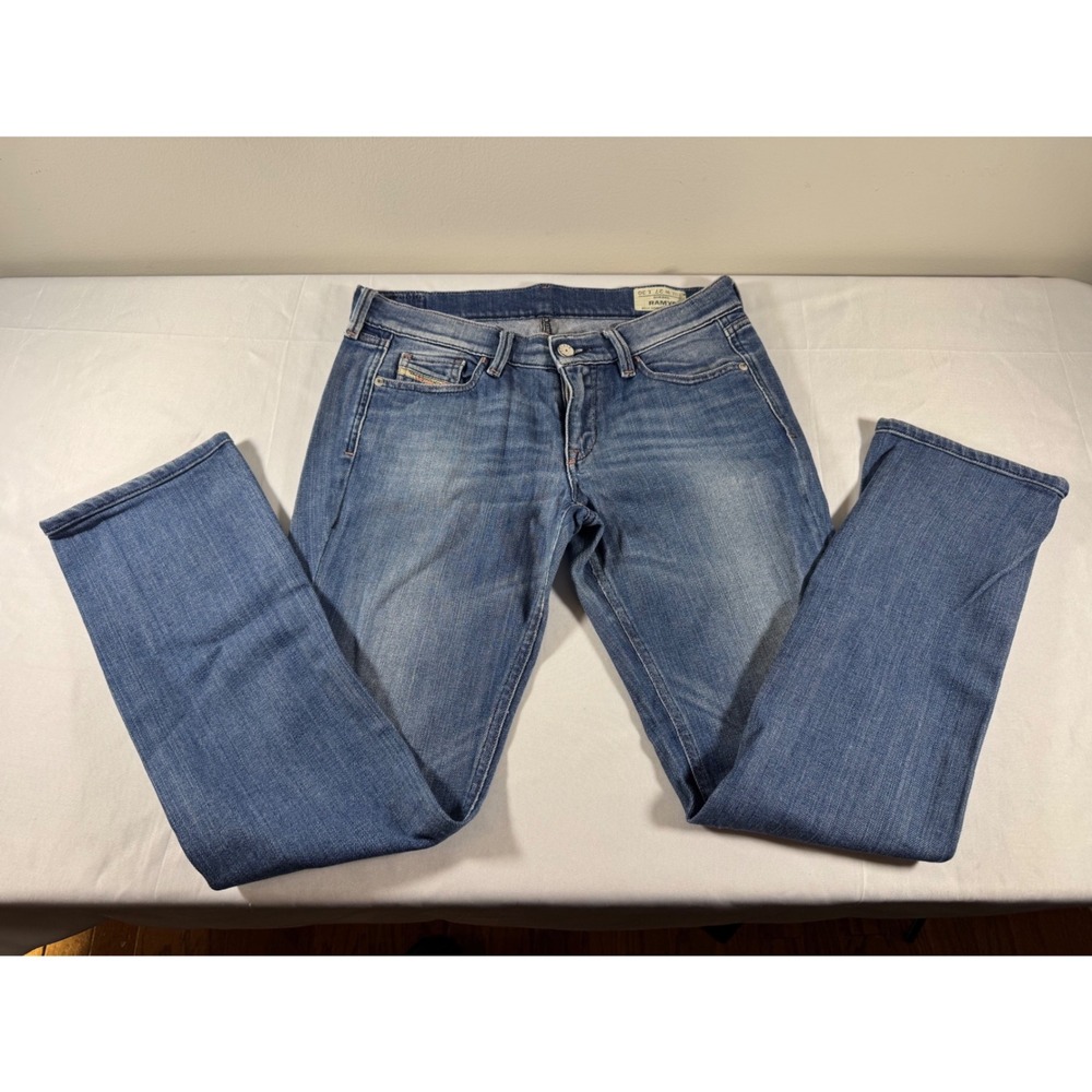 Diesel Ramys Womens Straight Leg Stretch Jeans Blue Wash 27x30